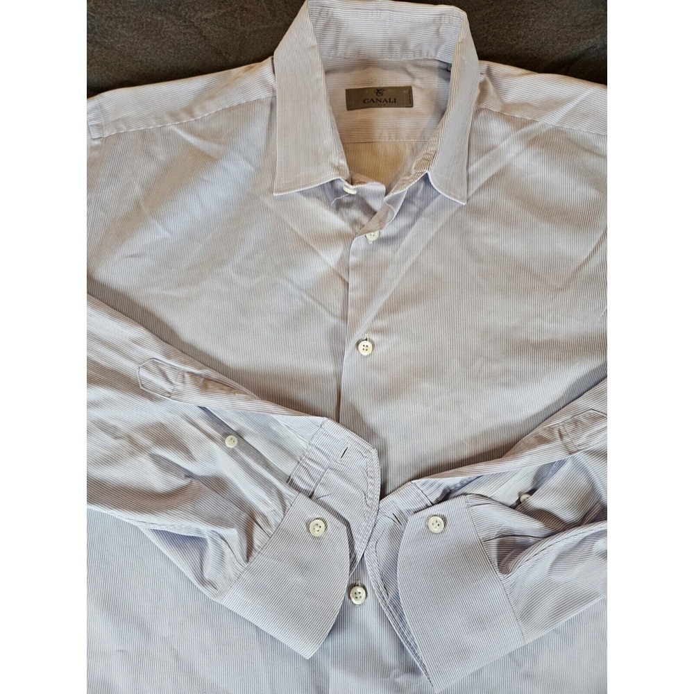 Canali Dress Shirt Size 17 43 Long‎ Sleeve Button Down Italy Business Casual